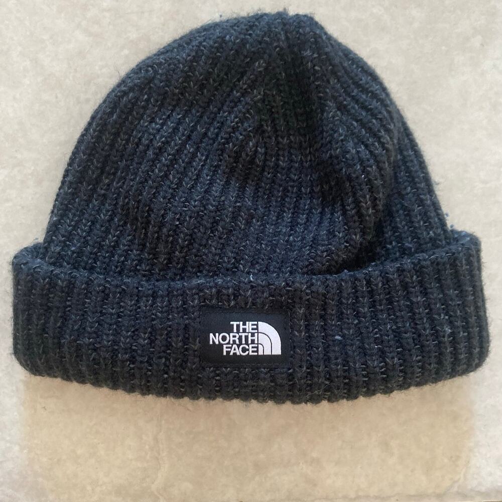 The North Face Gray Black Knit Beanie Winter Hat Tuque Hiking